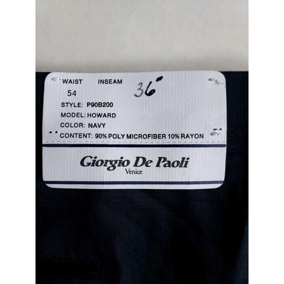 NWT Big Mens Giorgio DePaoli Navy Pleated Extender Dress Pants Size 54 Raw Hem - Picture 6 of 7